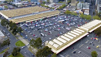 Aerial photo of the Queen Victoria market, courtesy Wikimedia Commons
