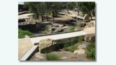 A dry creek bed at Grant street in Southank